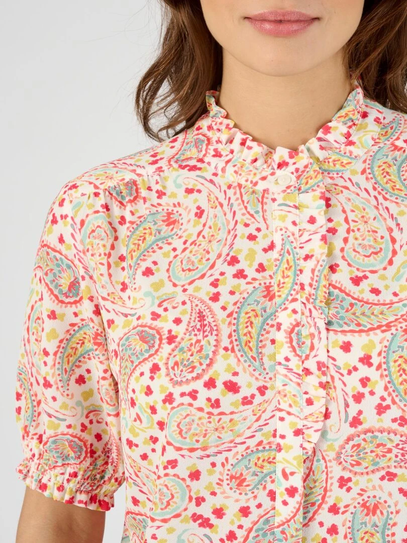 Chemisier fantaisie volantée Damart Rose