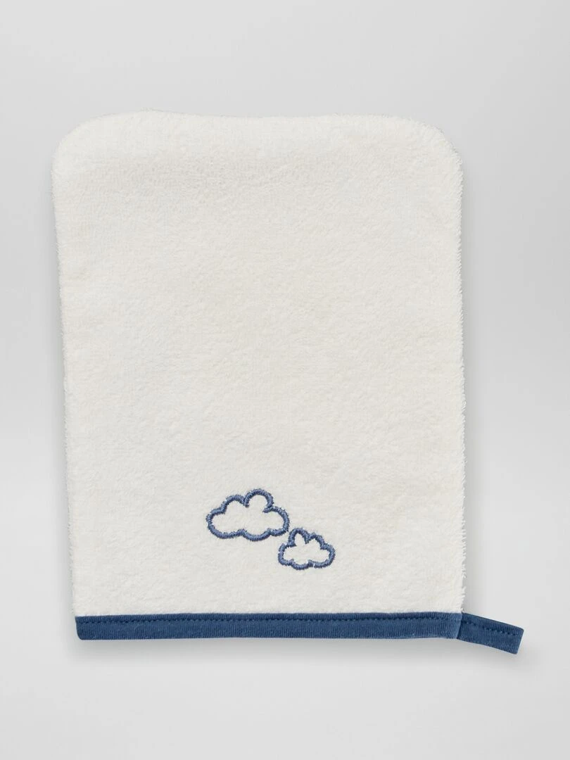 Cape de bain + gant de toilette   2 pièces   Bleu/blanc