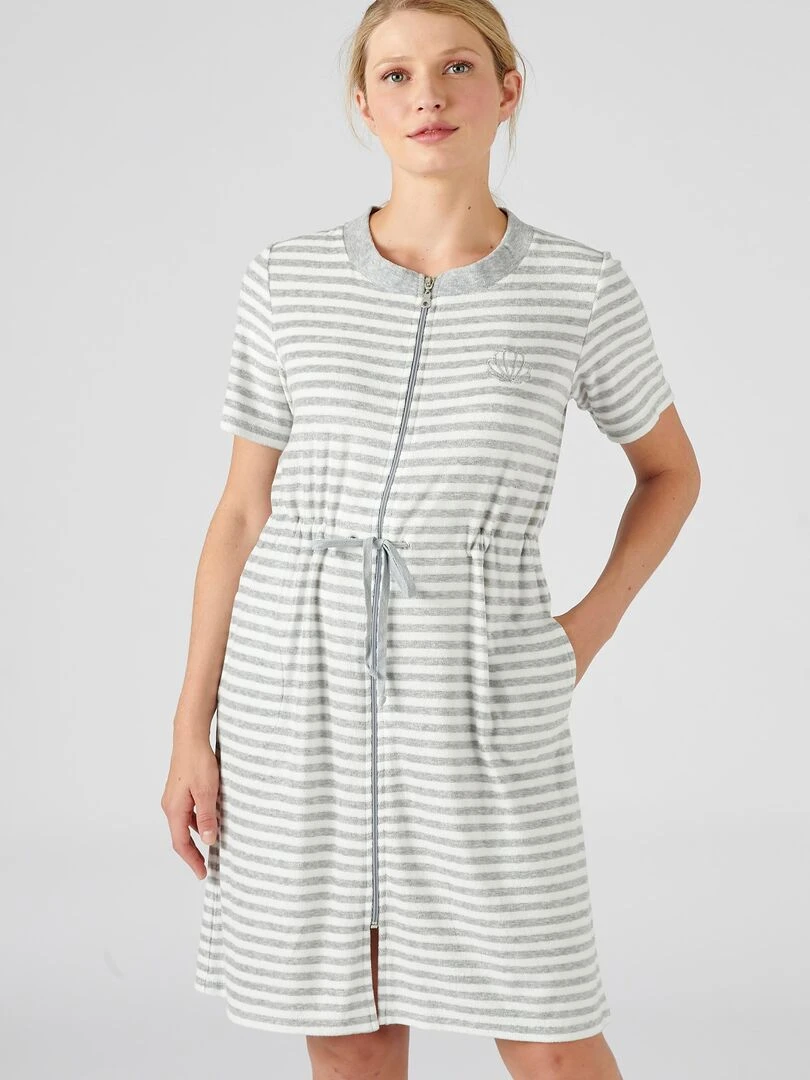 Robe de détente zippée en éponge Damart Gris