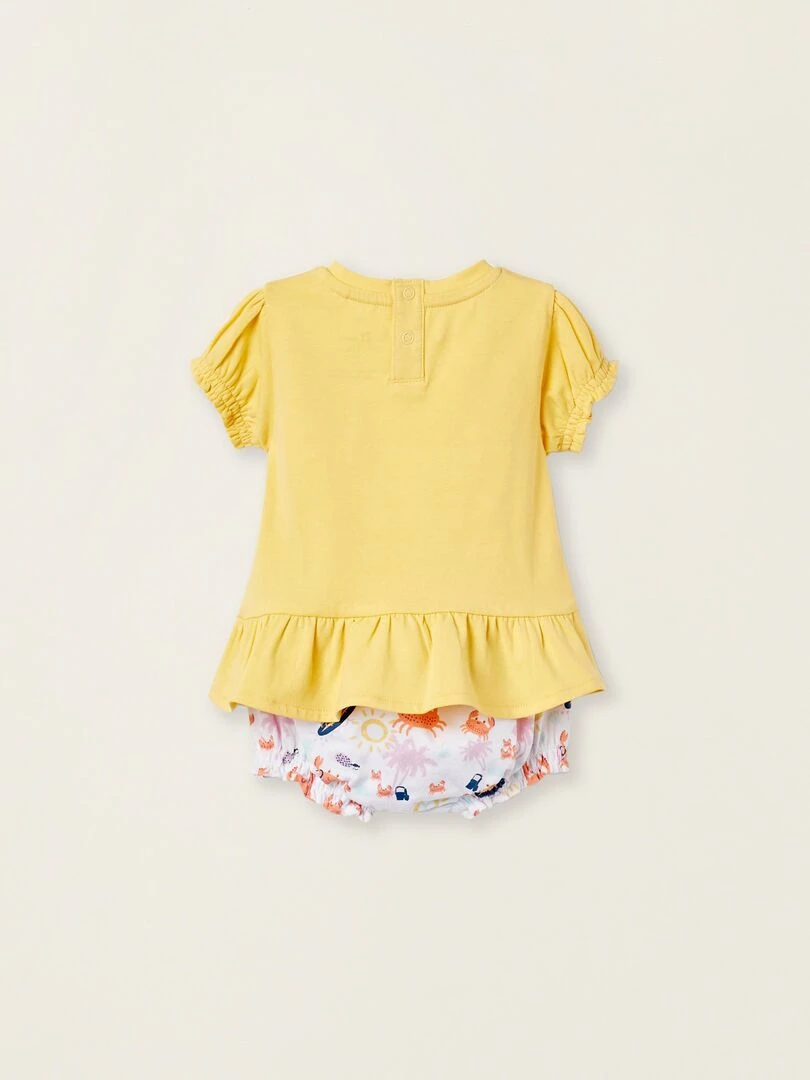 T Shirt + Short + Serre tête pour Nouveau Né 'Beach'  NATURE TAKEOVER   Jaune