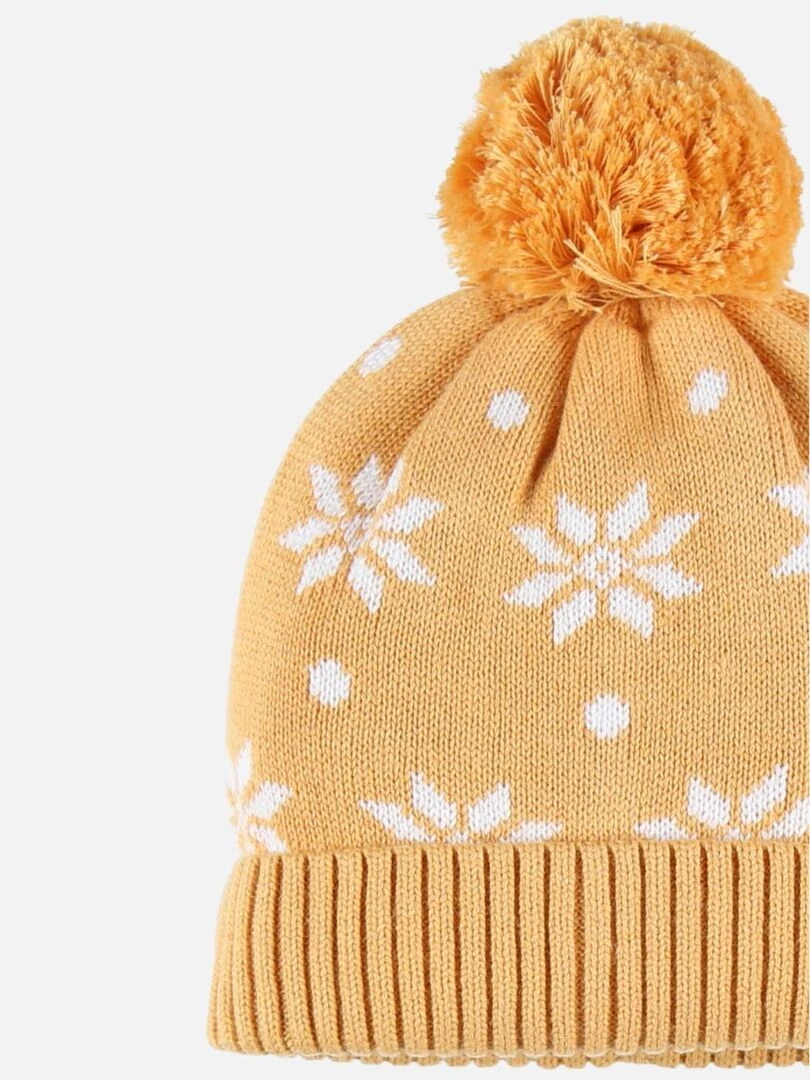 Bonnet tricot à pompon Noukie's Jaune