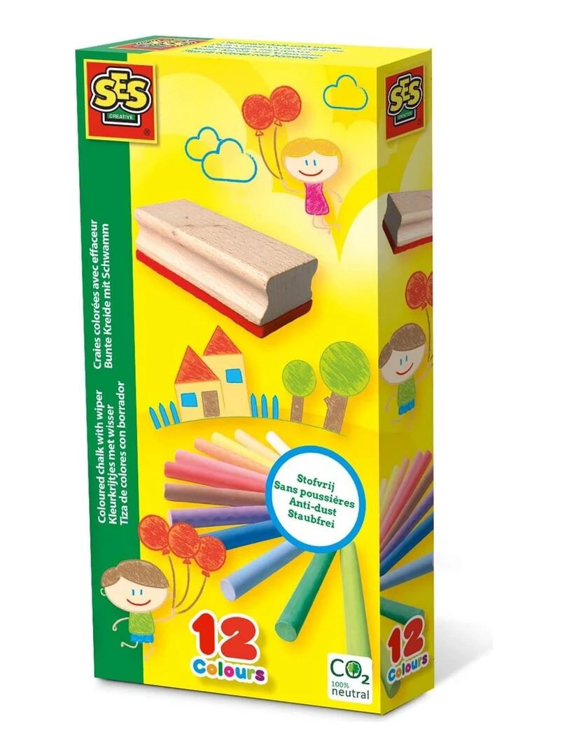 Craies colorées avec effaceur tableau   N/A