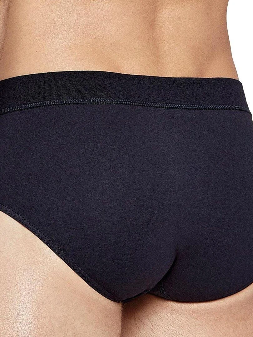 Pack 2 slips uni et imprimé en coton ceinture tubulaire Azurite   Bleu