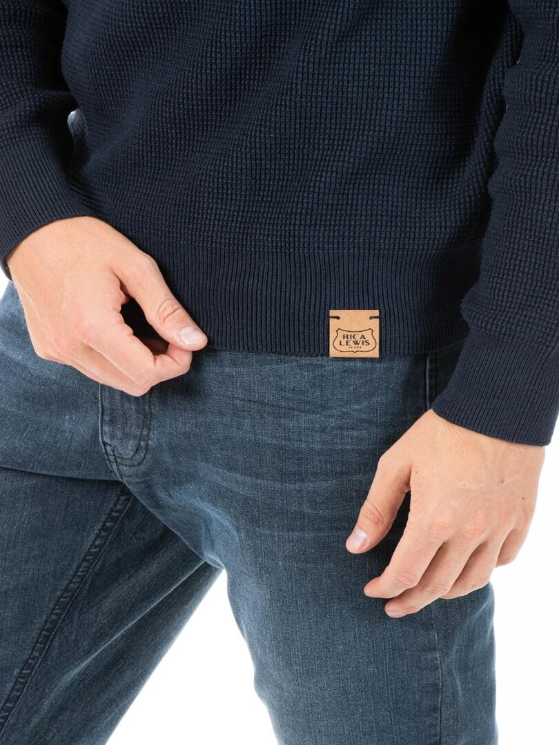 Pullover col camionneur zippé ENZO 'Rica Lewis' Bleu