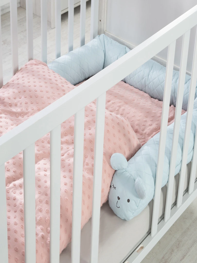 ROBA Serpent de Lit Bébé "roba Style" 170 cm Avec Visage d'Ours Bleu Clair Bleu ciel
