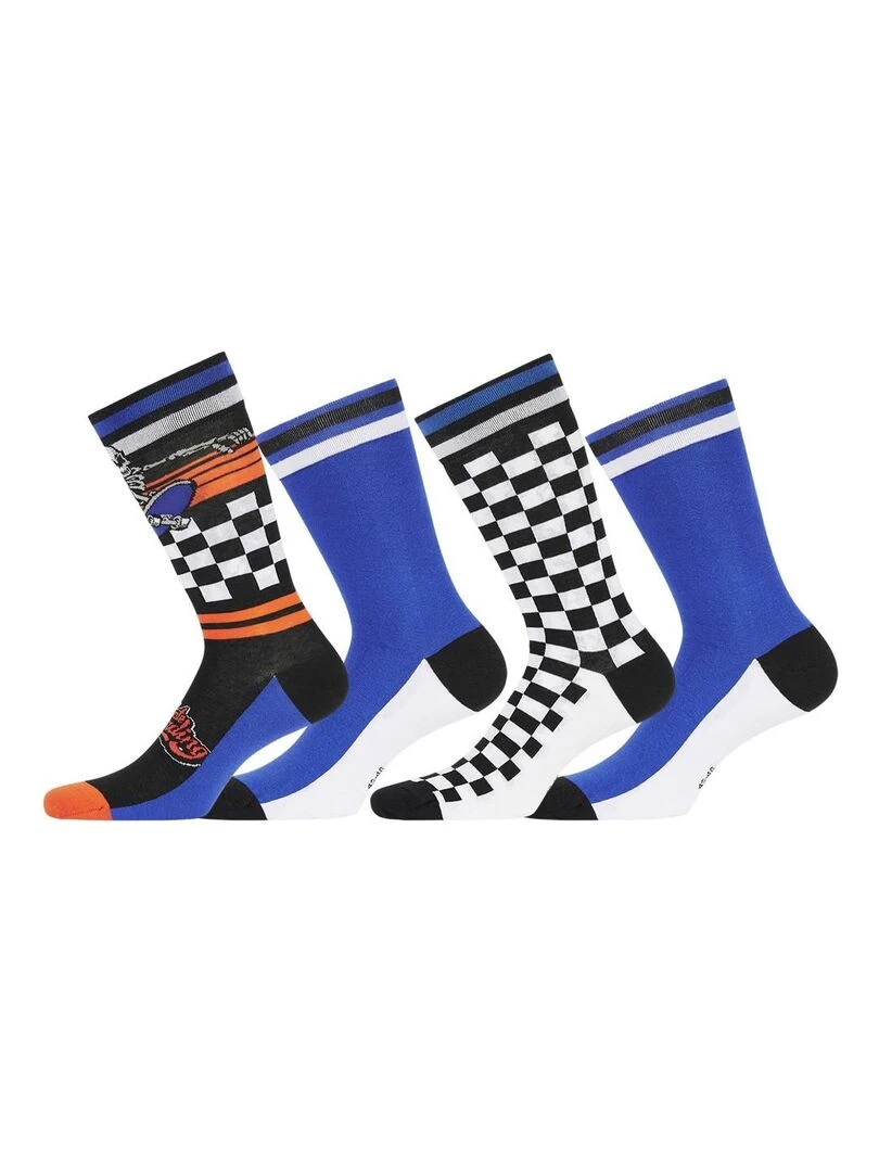 Lot de 4 Paires de Chaussettes de ville homme Fantaisie Racing Freegun Noir