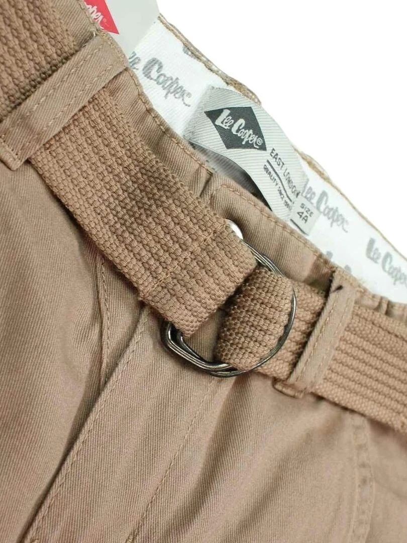 Lee Cooper   Bermuda garçon imprimé logo en coton   Marron