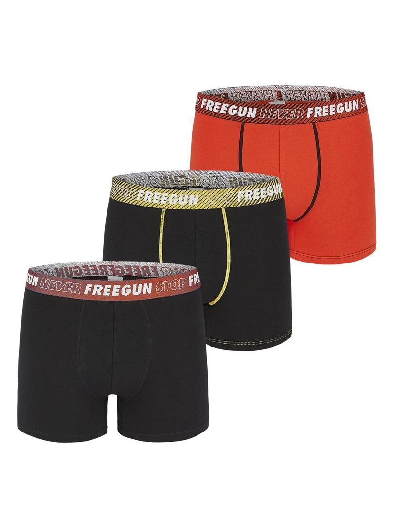 Lot de 3 Boxers coton homme Never Stop Freegun Noir