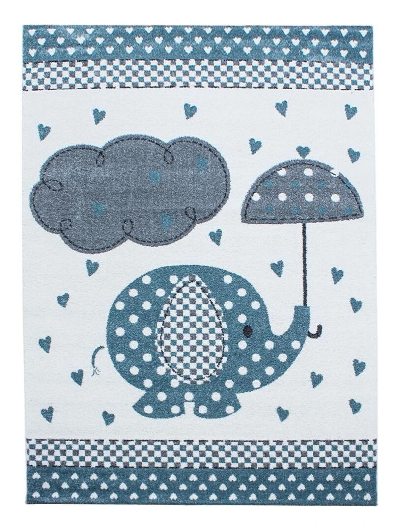 Tapis enfant KID'S RAIN en polypropylène doux et soyeux OEKO TEX® Bleu