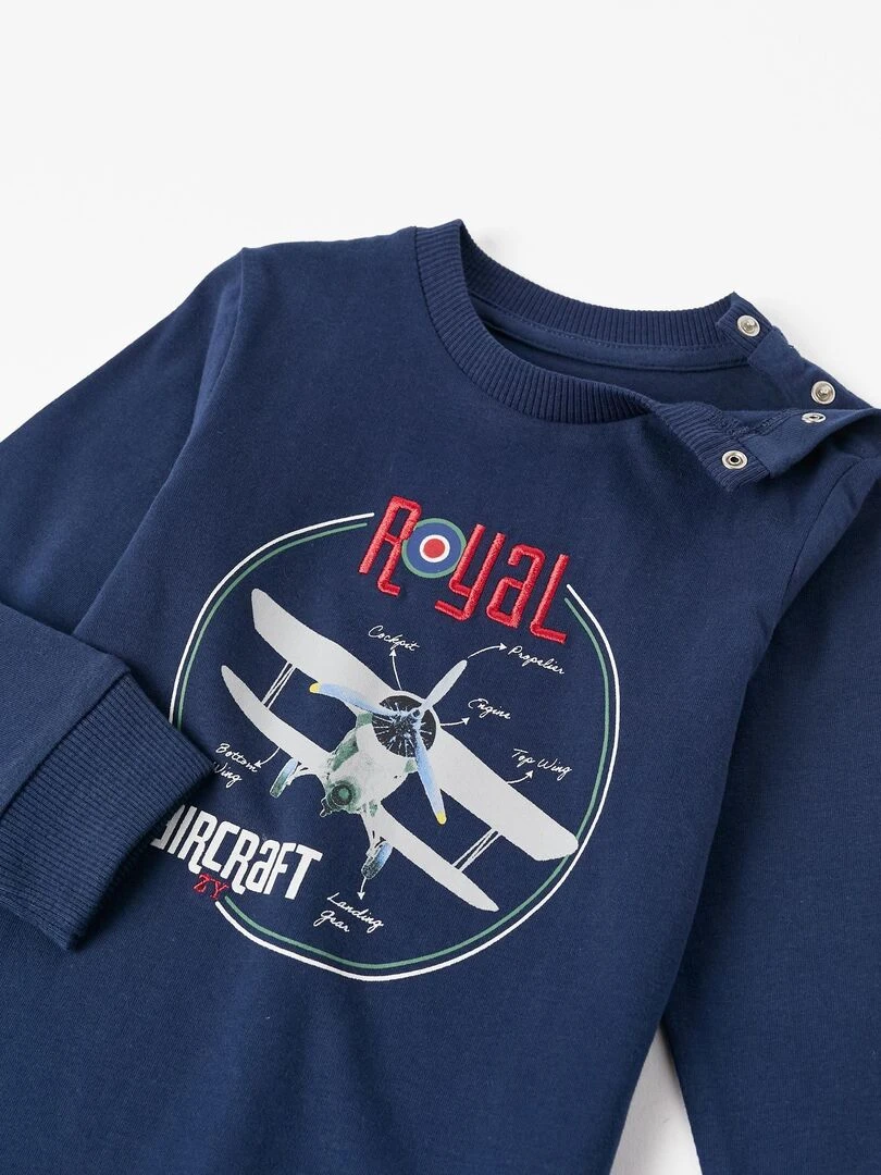 T shirt en coton pour bébé garçon 'Royal' manches longues  ROYALS OFF DUTY   Bleu foncé