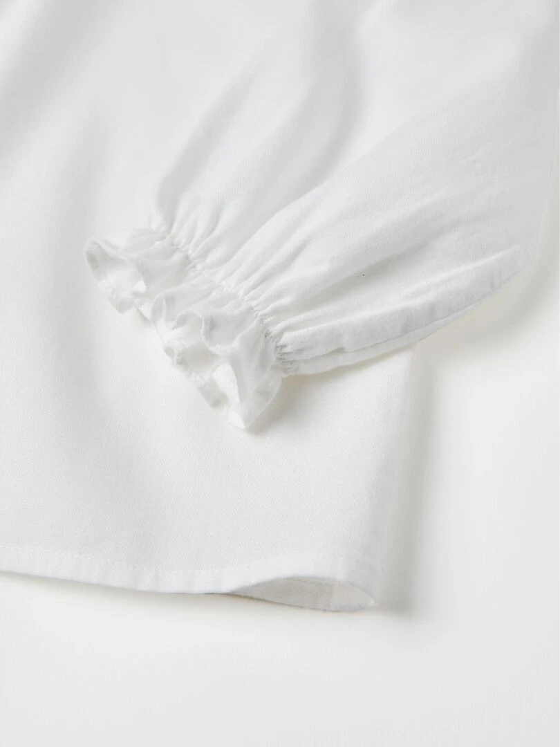 Chemisier en Sergé de Coton Fille manches longues ALPINE LUXURY   Blanc