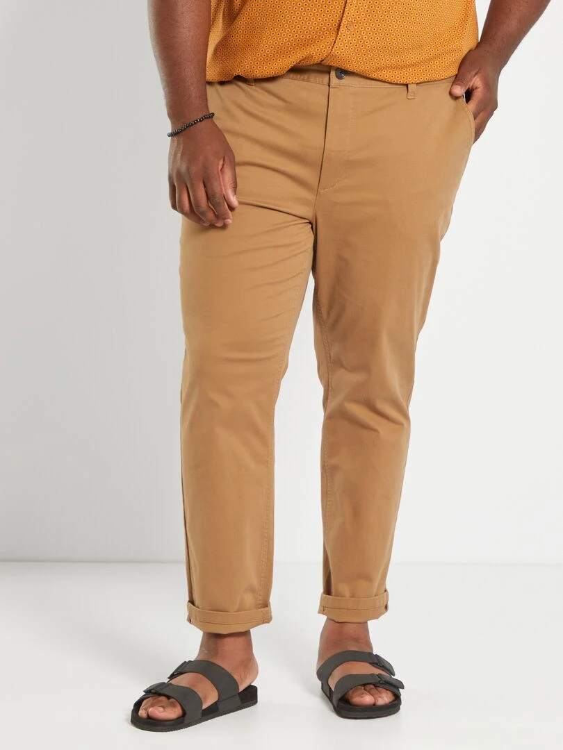 Chino slim en coton stretch L30 marron