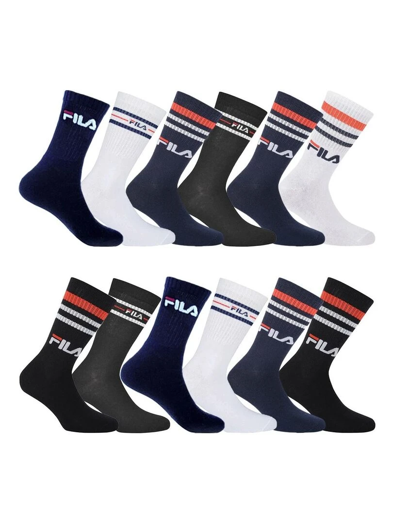 Pack Surprise de 12 Paires de chaussettes tennis Homme Fila Noir