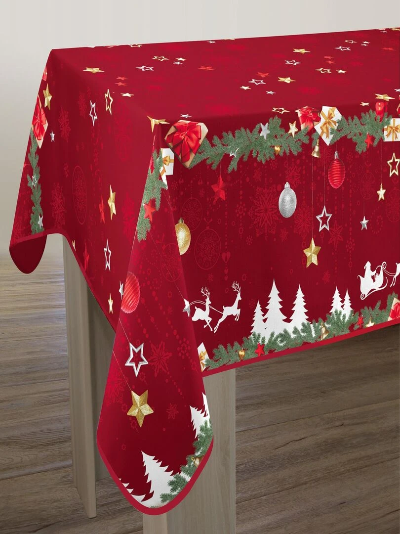 Nappe Anti taches Noël Rouge   Rectangle 150 x 350 cm   Rouge