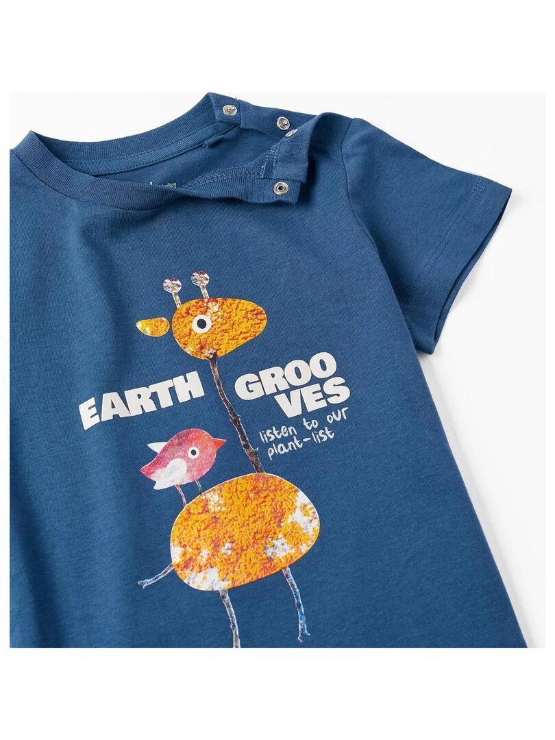 T shirt à manches courtes pour bébé garçon 'Did You Herb' manches courtes NATURE TAKEOVER   Bleu foncé
