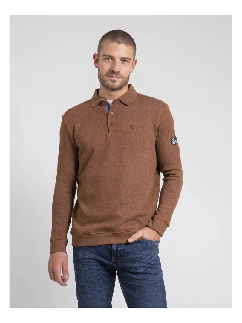 Sweat col polo WIREX Marron caramel