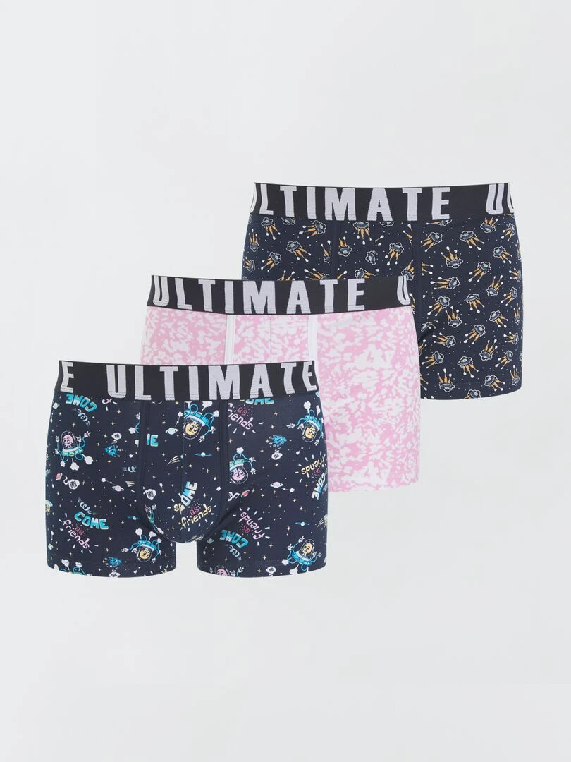 Lot de 3 boxers fantaisie Bleu/rose