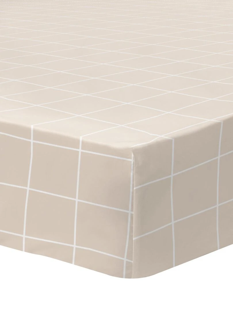 Drap housse imprimé 100% coton ANIMAUX DU MONDE Beige
