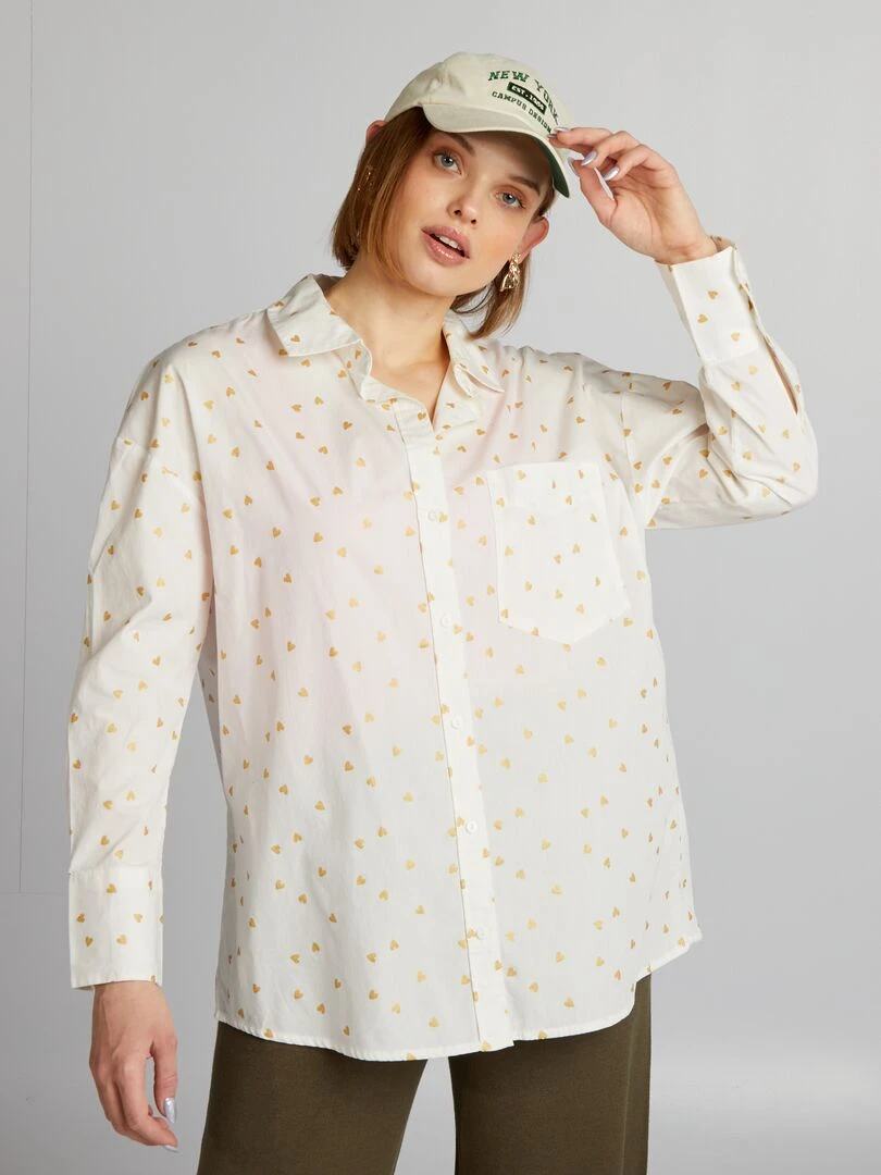 Chemise à motif 'cœurs'   Blanc