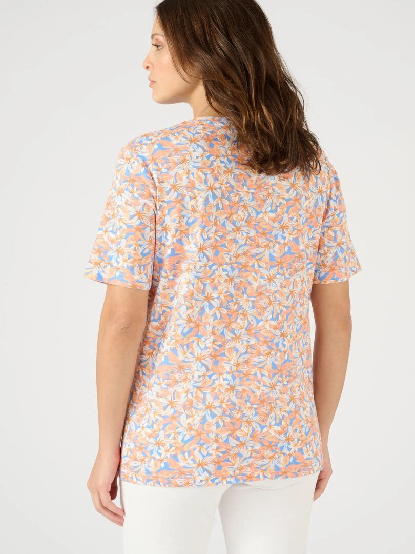 Tee shirt imprimé manches courtes.   Damart   Orange