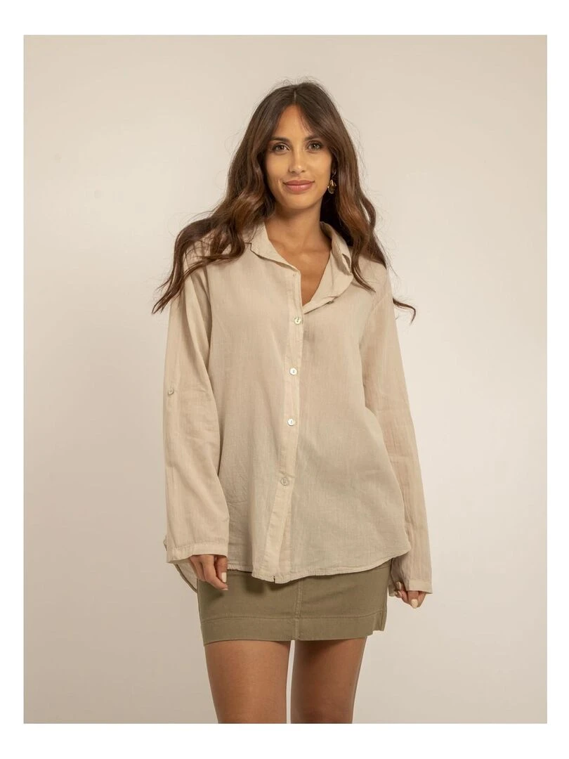Chemise manches longues coton ORINE Beige