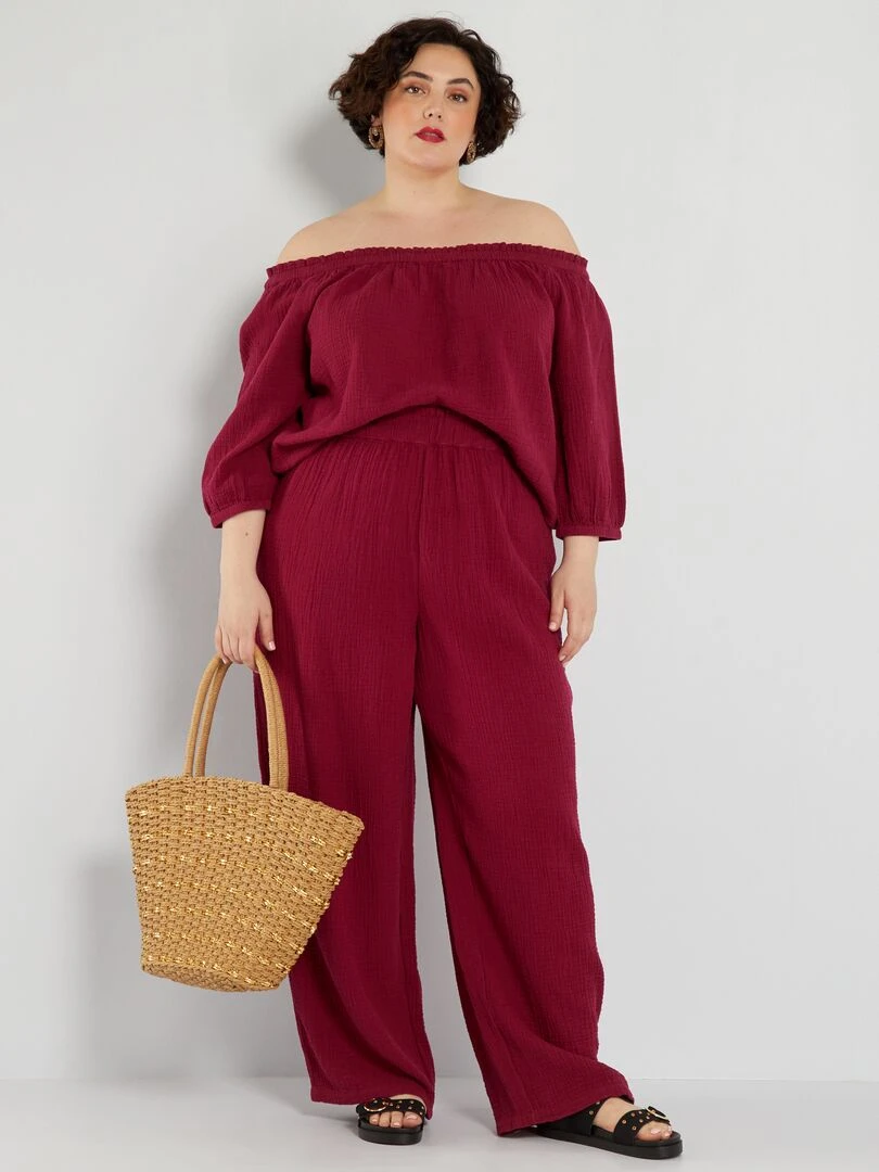 Blouse en gaze de coton Rouge