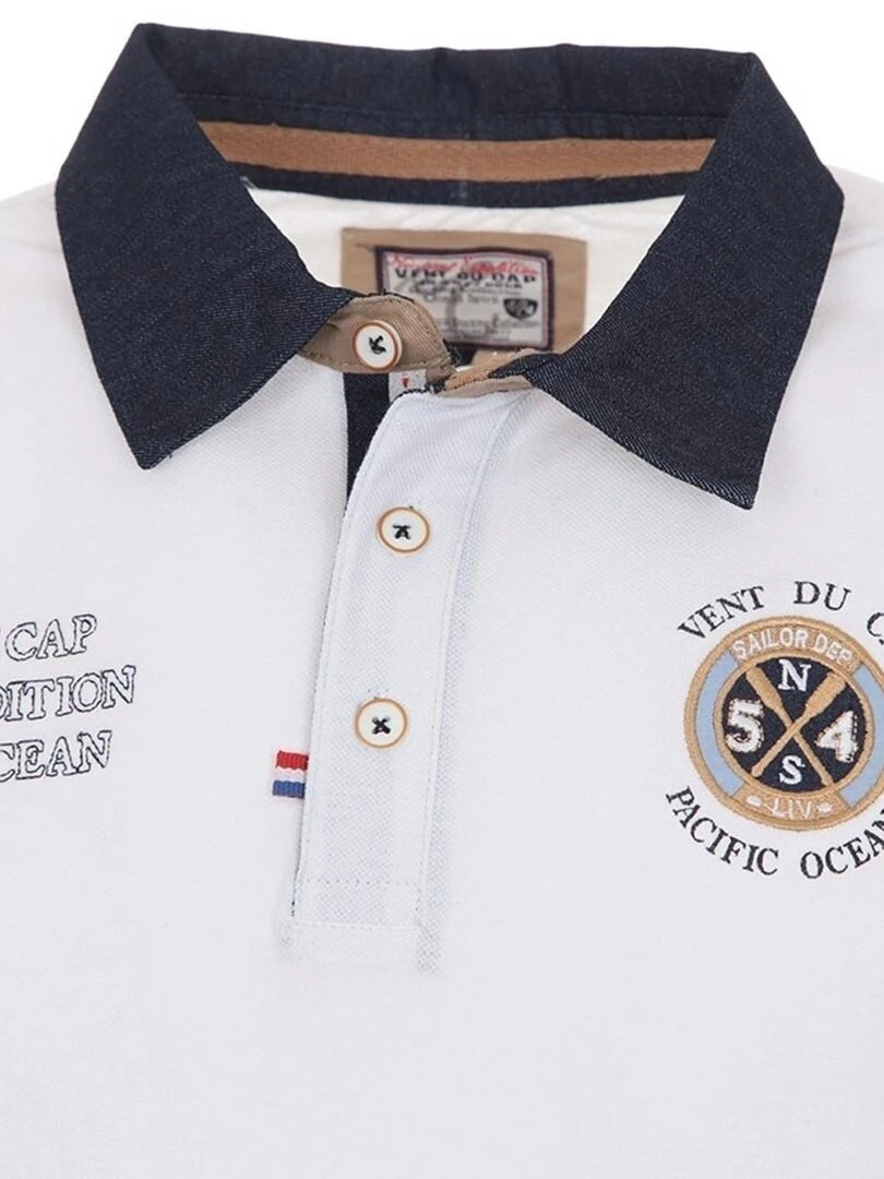 Polo manches longues garçon ECENICE   VENT DU CAP   Blanc
