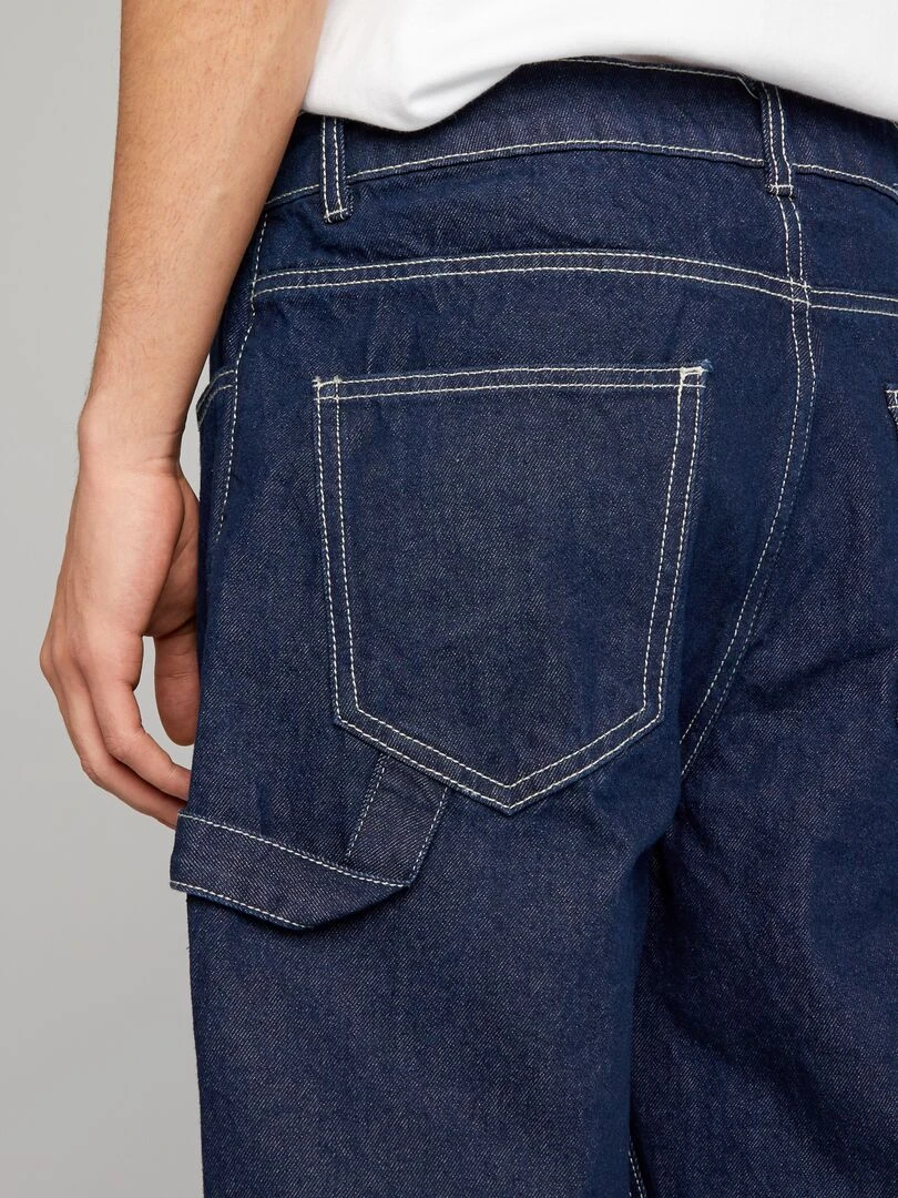 Pantalon denim style carpenter   Bleu