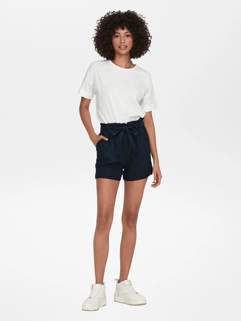 Short en lin 'JDY' Bleu