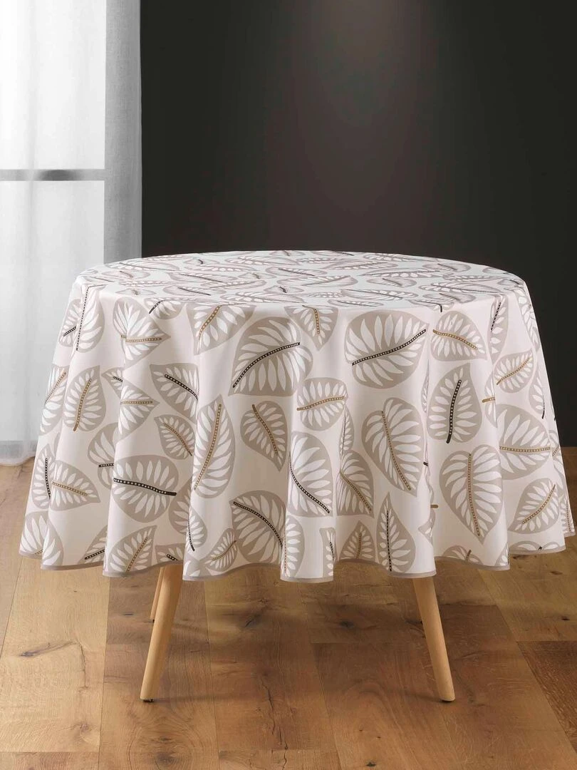 Nappe ronde Feuilles alma Beige