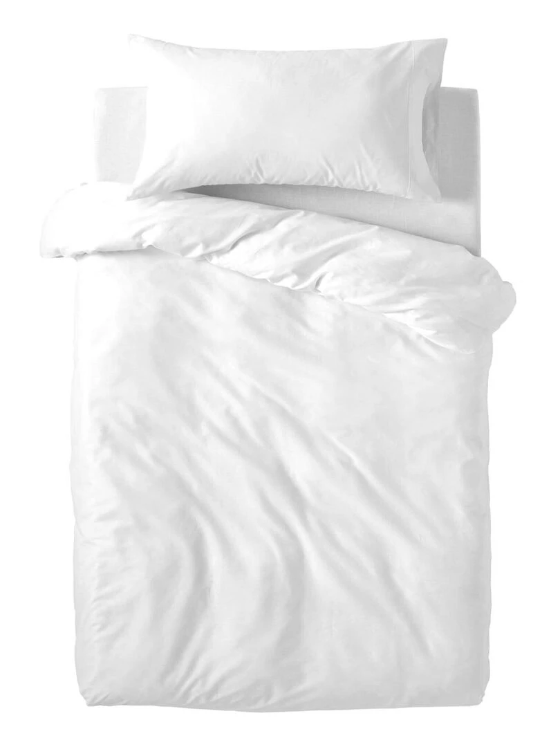 Parure housse de couette 2 pièces Basic Lit Bébé "Happyfriday"   Blanc