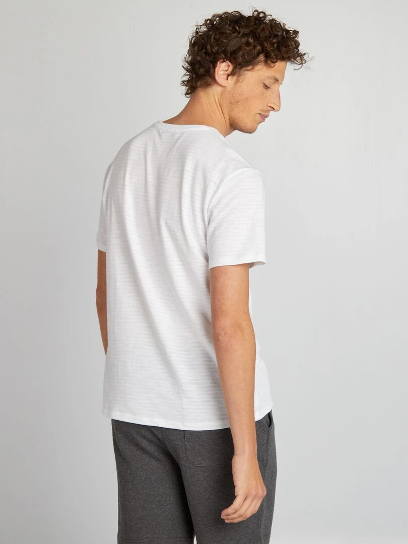 T shirt en jacquard à col rond   blanc