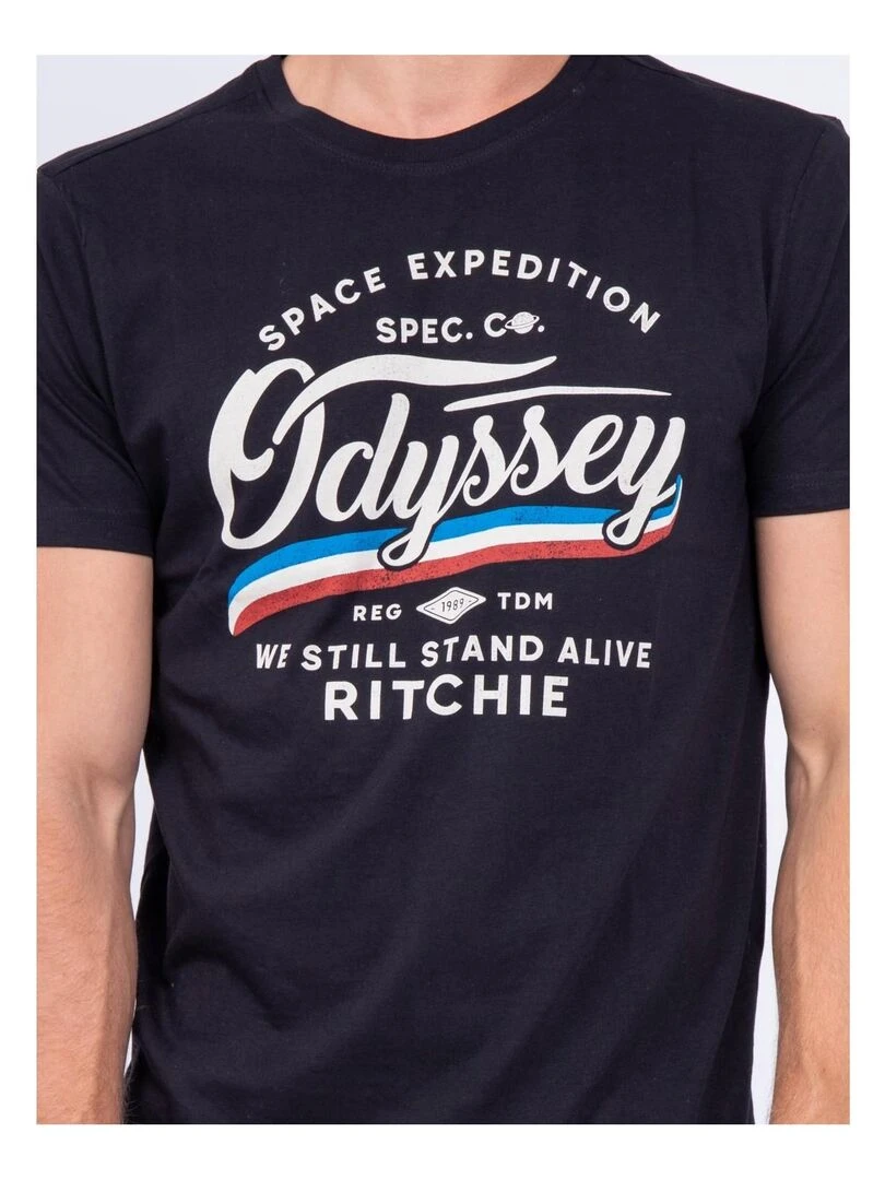 T shirt col rond pur coton JOUFAX   Noir