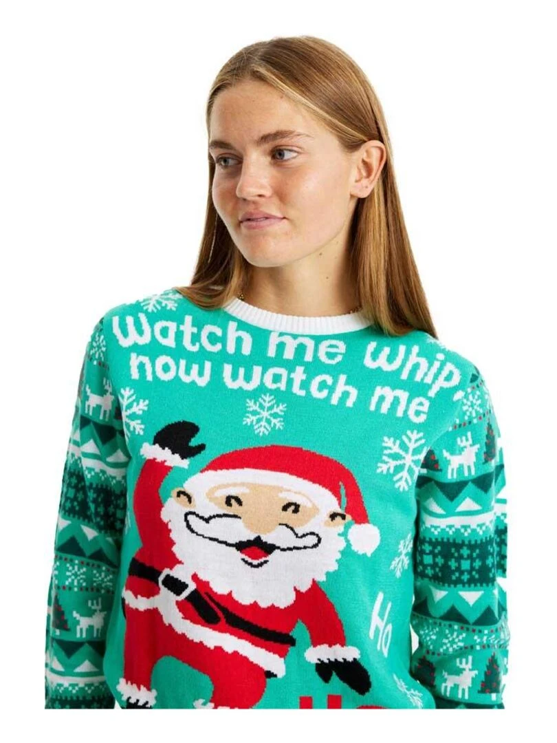 Pull de Noël "Père Noël en forme"   Bleu
