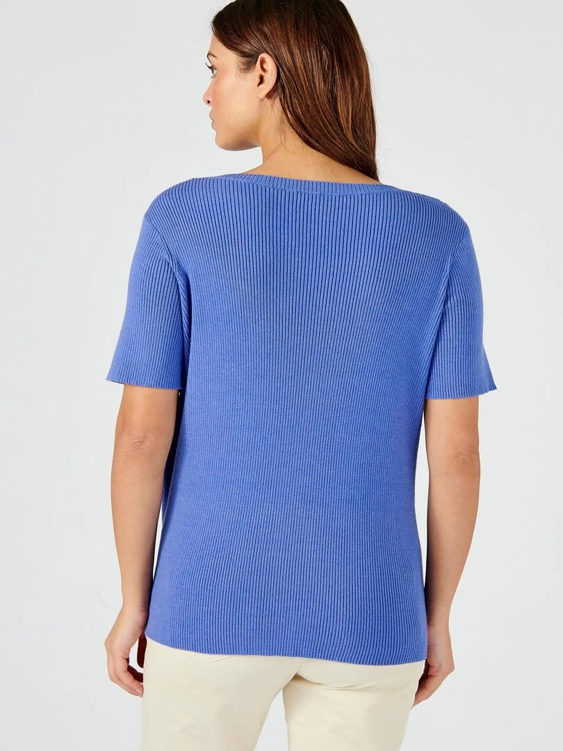 Pull jeu de côtes fantaisie.   Damart   Bleu azur
