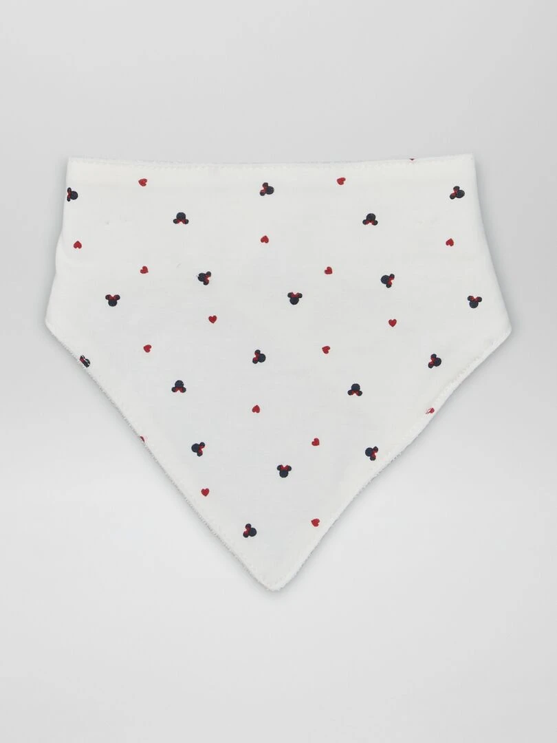 Lot de 3 bavoirs triangles avec pressions 'Disney' Blanc/rose