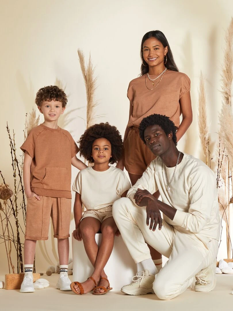 Tee shirt épais en coton avec poche kangourou   Terracotta