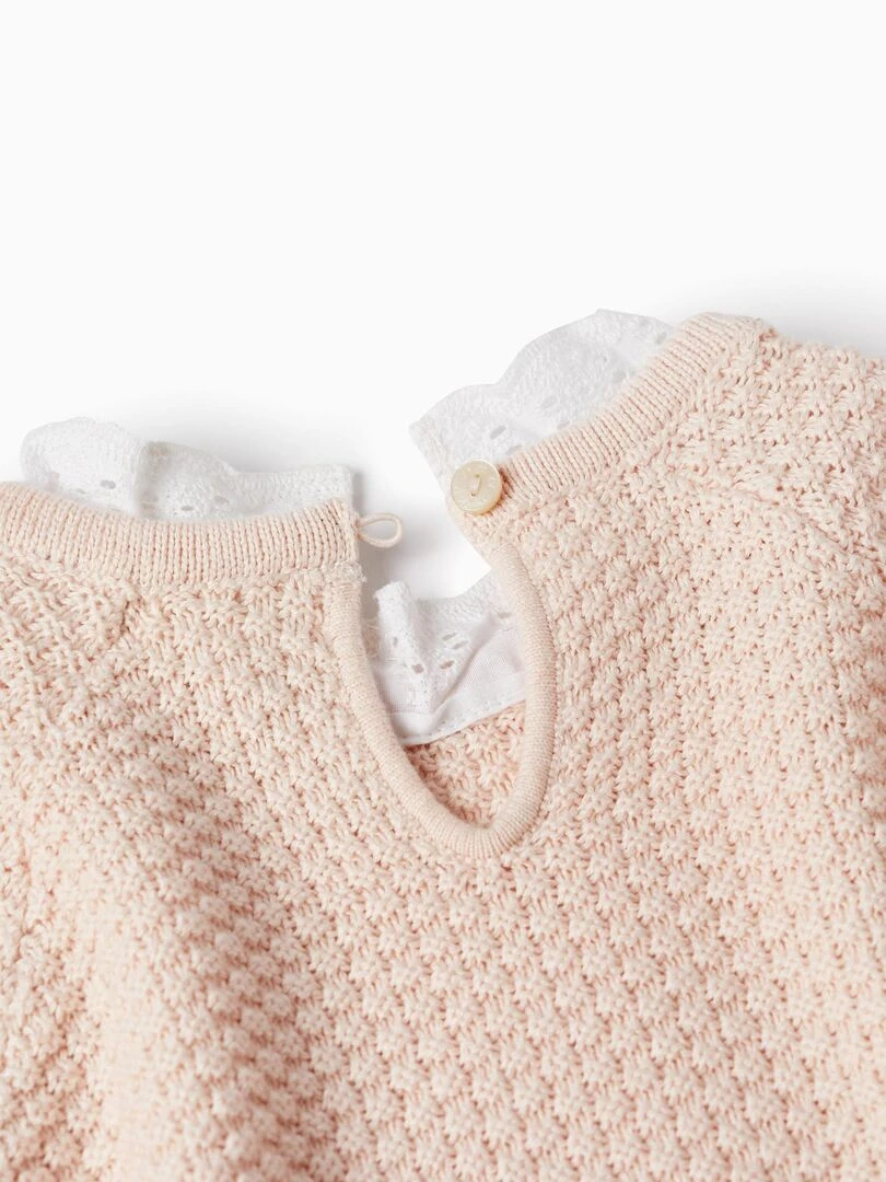 Pull en Maille avec Broderie Anglaise pour Fille  SPRING BEGINS   Rose clair