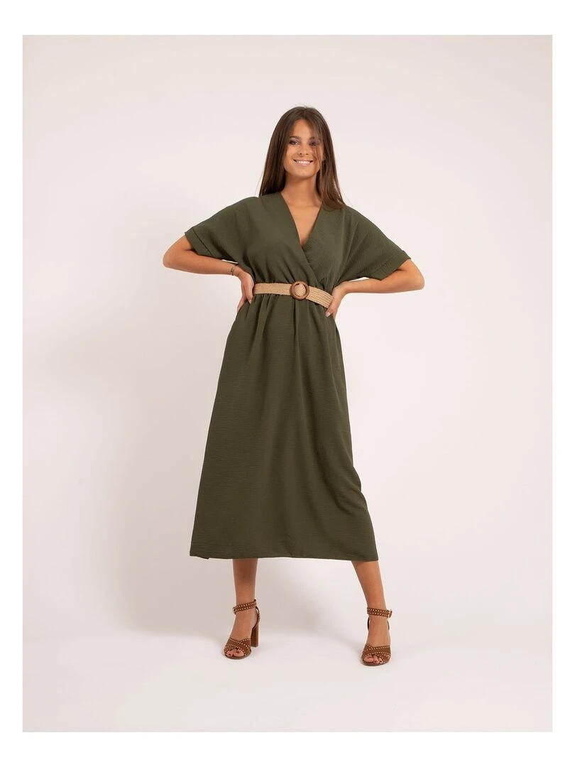 Robe longue et ceinture ICALEST   Kaki