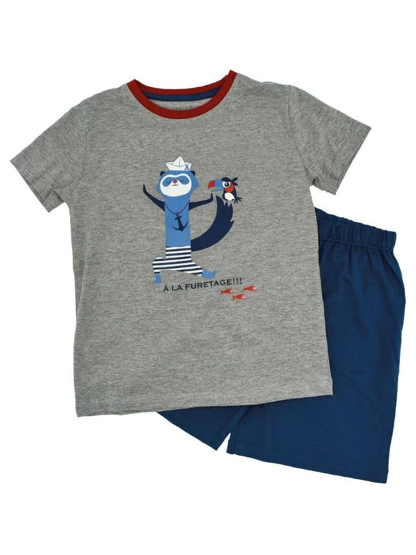 Pyjama short Jersey 'moussaillon''doo&bo' Gris