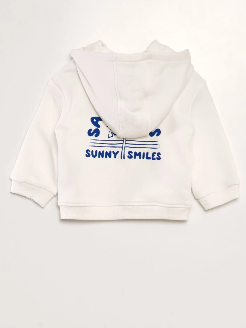 Sweat zippé à capuche à imprimé Blanc