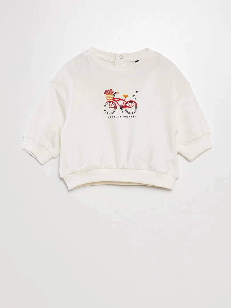 Sweat loose à imprimé Blanc