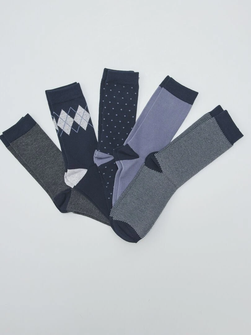 Lot de 5 paires de chaussettes fantaisies Bleu