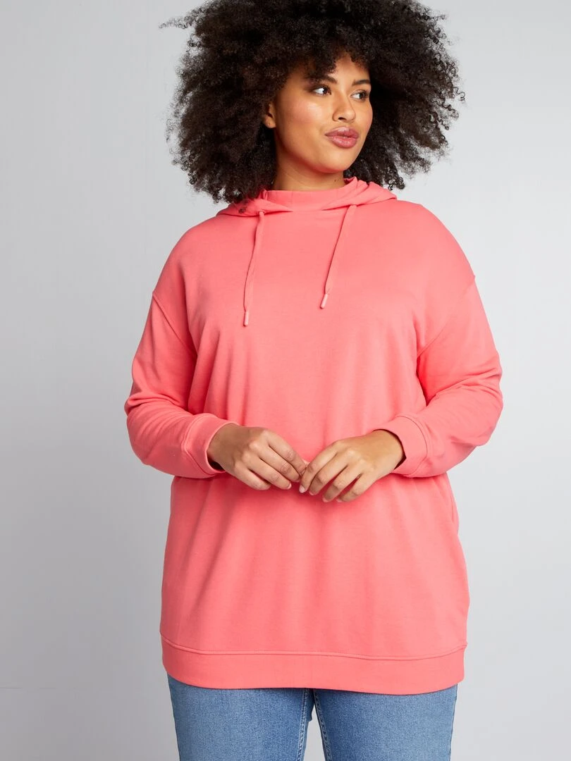 Sweat long à capuche Rose