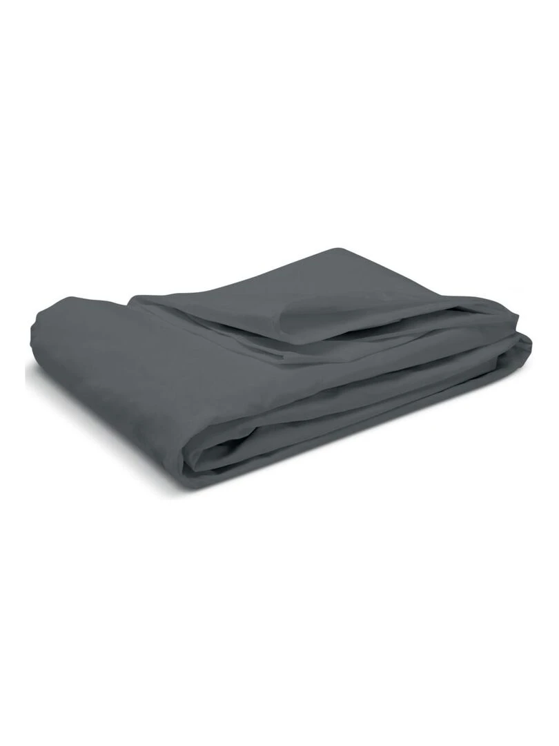 Bleu Câlin   Drap housse uni Percale de coton 80 fils/cm²   gris anthracite