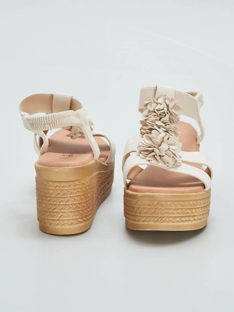 Sandales compensées en suédine   Beige