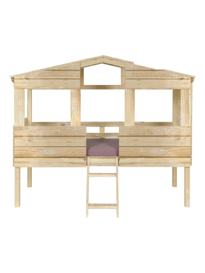 Lit cabane avec matelas Roby   AKITEN RETAIL   Marron