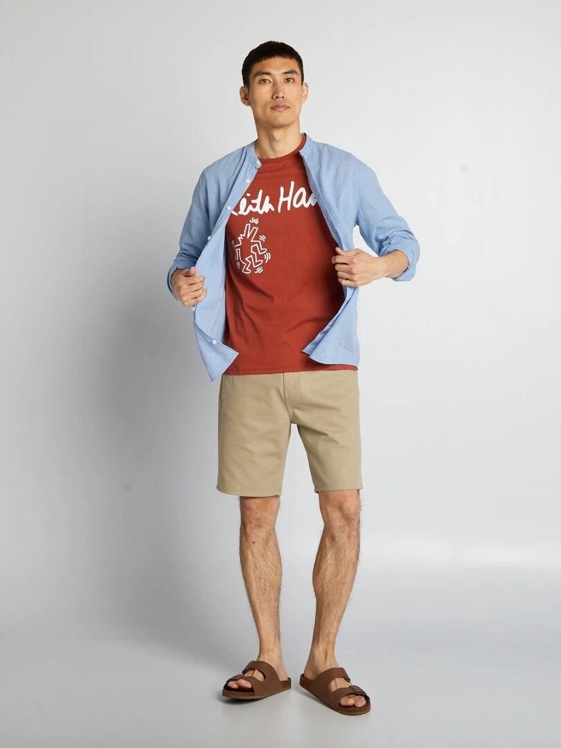 Tee shirt 'Keith Haring' à col rond marron