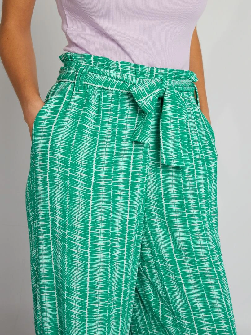 Pantalon avec ceinture à nouer   Vert