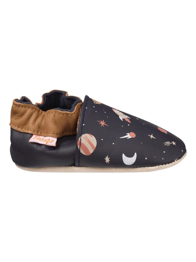Chaussons bébé cuir souple Maxence dans l'espace Bleu marine
